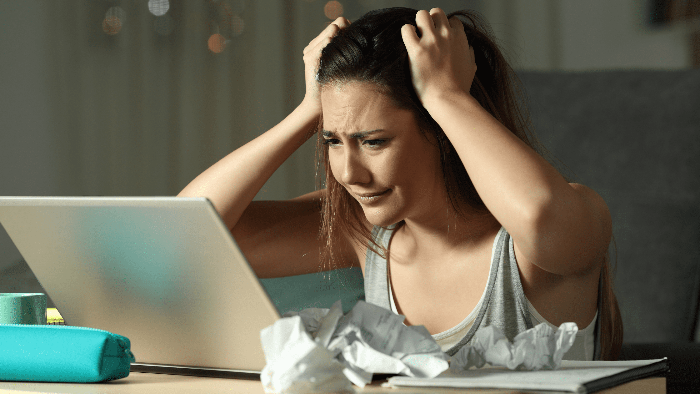 Frustrated medical school student studying for the USMLE Step 3 exam.
